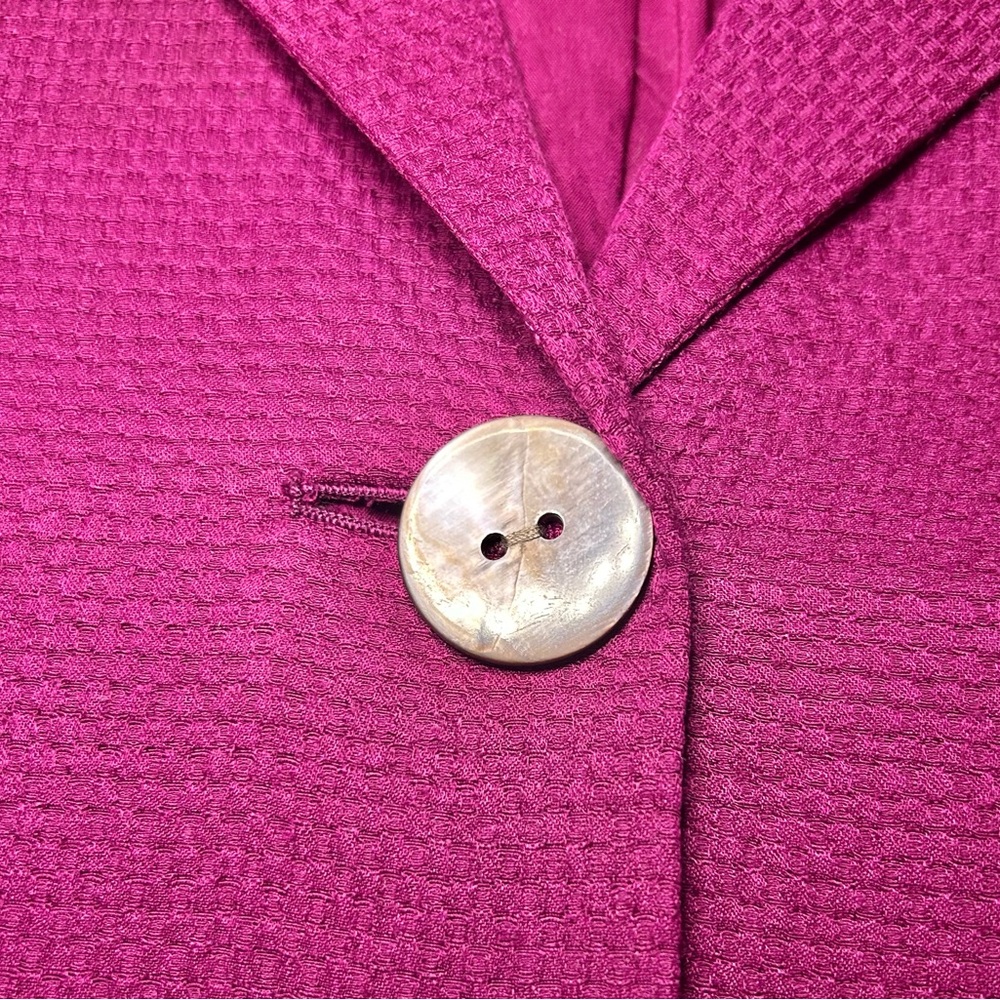 J. Jill Fuchsia Plum Silk & Cotton Blend Button Front Short Sleeve Blazer Sz XL - Picture 8 of 16